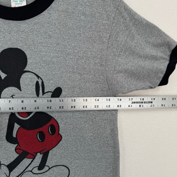 Vintage Mickey Mouse Tee Shirt M Gray 70s Tropix Togs Crew Neck Retro Disney - Picture 5 of 8